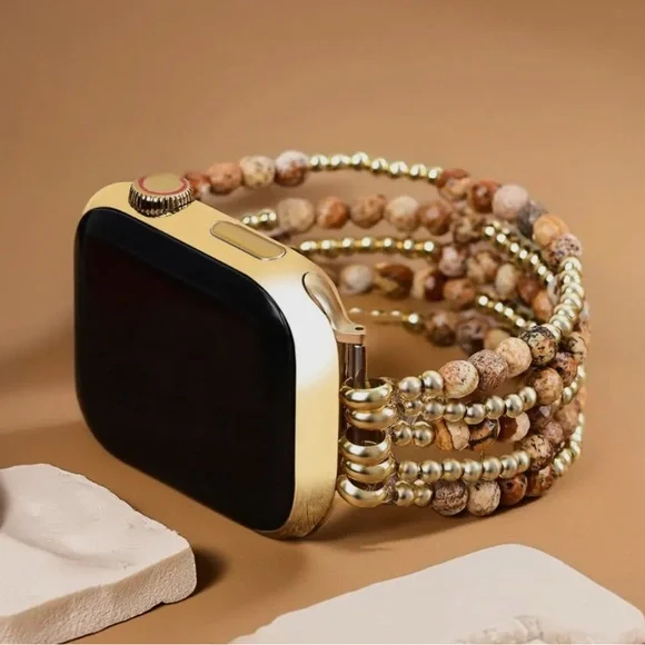 Gold and Beaded Smartwatch Band
Golden Earth Jasper Stretch Small - Picture 5 of 5